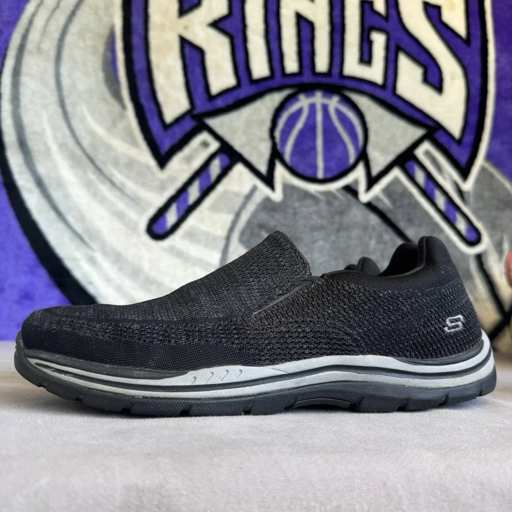 Size 13 - Mens Skechers Air Cooled Arch Fit Shoes Black Comfort Casual Sn 65086